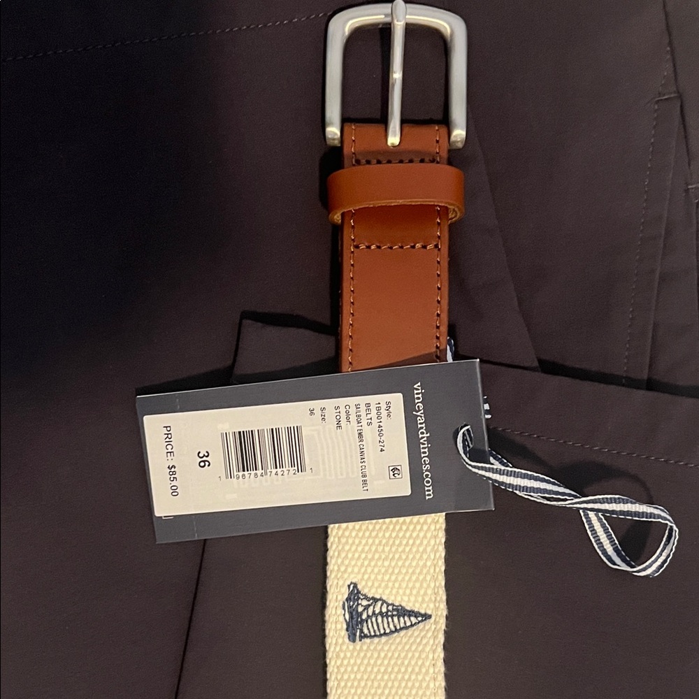 Vineyard vines Blue and Cream Belt 36